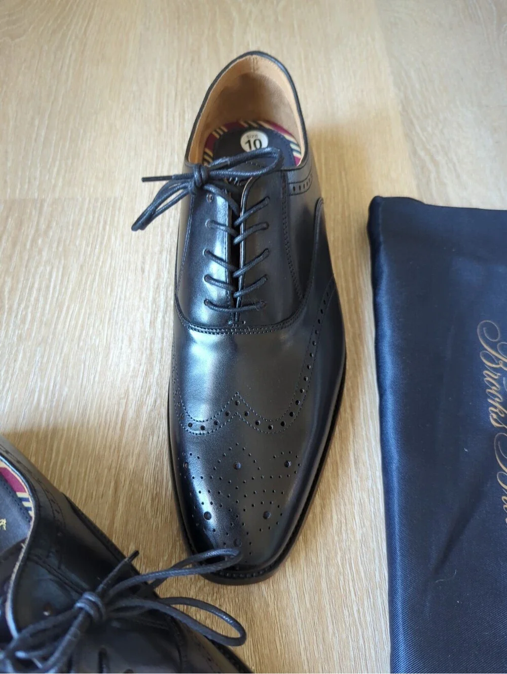 Brooks Brothers Men Dress Shoes Cassel Cap Toe Oxford Black Ortholite 10